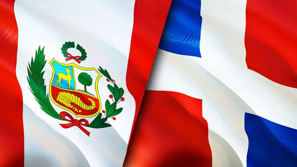 Bandiere Del Perù Della Repubblica Dominicana Progettazione Bandiera Sventolante Perù — Foto Stock