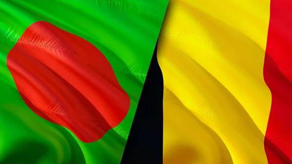 Bangladesz Belgia Bandery Projektowanie Flagi Bangladesz Belgia Flaga Obraz Tapeta — Zdjęcie stockowe