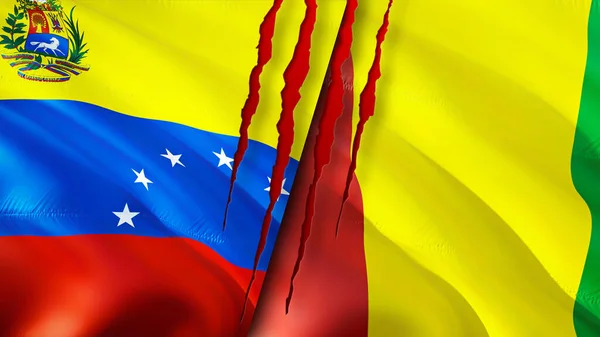 Venezuela Guinea Flags Scar Concept Waving Flag Rendering Venezuela Guinea — Stock Photo, Image
