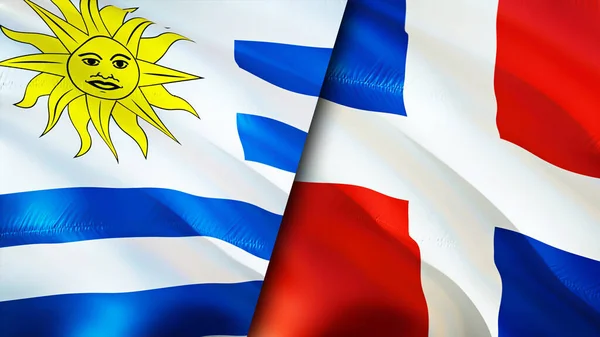 Banderas Uruguay República Dominicana Diseño Banderas Waving Uruguay Bandera República — Foto de Stock