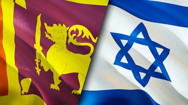 Sri Lanka and Israel flags. 3D Waving flag design. Sri Lanka Israel flag, picture, wallpaper. Sri Lanka vs Israel image,3D rendering. Sri Lanka Israel relations alliance and Trade,travel,touris
