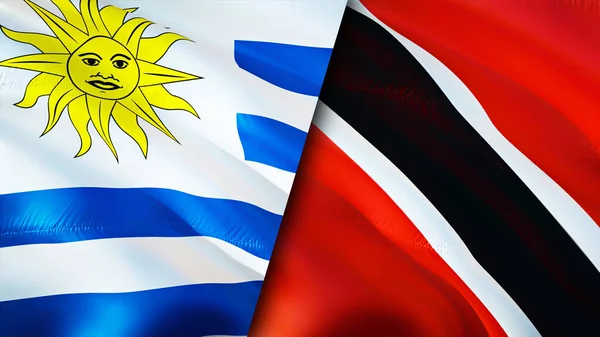 Flaggen Uruguay Und Trinidad Und Tobago Fahnenschwenken Uruguay Trinidad Und — Stockfoto