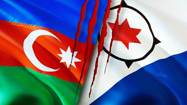 Banderas Azerbaiyán Bonaire Con Concepto Cicatriz Bandera Ondeante Representación Concepto — Foto de Stock