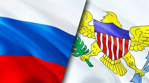 Flaggen Russlands Und Der Jungferninseln Fahnenschwenken Russland Jungferninseln Flagge Bild — Stockfoto