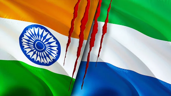 India Sierra Leone Megjelöli Heg Fogalmát Lengő Zászló Renderelés India — Stock Fotó