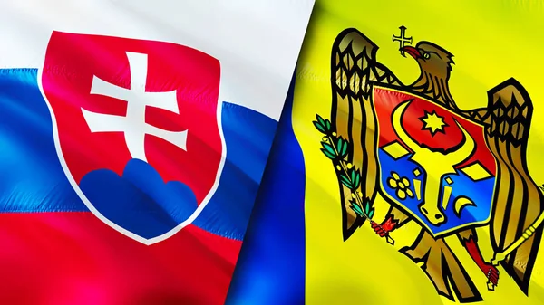 Прапори Словаччини Молдови Waving Flag Прапор Словаччини Фотографія Шпалери Словаччина — стокове фото