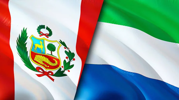 Peru Sierra Leone Flags Waving Flag Design Peru Sierra Leone — Stock Photo, Image