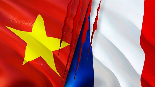 Vietnam France Flags Waving Flag Design Vietnam France Flag Picture — Stock Photo, Image