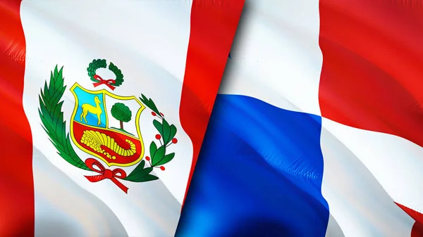 Peru Och Panama Flaggor Viftande Flagga Design Peru Panama Flagga — Stockfoto