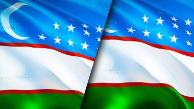 Özbekistan ve Özbekistan bayrakları. 3 boyutlu dalgalanan bayrak tasarımı. Özbekistan bayrağı, resmi, duvar kağıdı. Özbekistan, Özbekistan 'a karşı, görüntü 3 boyutlu. Özbekistan Özbekistan ilişkileri bir ittifak