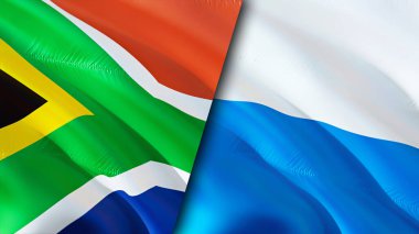 Güney Afrika ve San Marino bayrakları. 3 boyutlu dalgalanan bayrak tasarımı. Güney Afrika San Marino bayrağı, resim, duvar kağıdı. Güney Afrika, San Marino 'ya karşı, görüntü 3 boyutlu. Güney Afrika San Marino ilişkileri ittifak