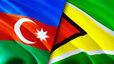 Azerbaycan ve Guyana bayrakları. 3 boyutlu dalgalanan bayrak tasarımı. Azerbaycan Guyana bayrağı, resim, duvar kağıdı. Azerbaycan, Guyana 'ya karşı, görüntü 3 boyutlu. Azerbaycan Guyana ilişkileri ittifak ve ticaret, seyahat, turnuva