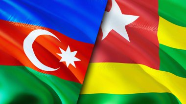 Azerbaycan ve Togo bayrakları. 3 boyutlu dalgalanan bayrak tasarımı. Azerbaycan Togo bayrağı, resim, duvar kağıdı. Azerbaycan, Togo 'ya karşı, görüntü 3 boyutlu. Azerbaycan Togo ilişkileri ittifak ve ticaret, seyahat, turizm konsepti
