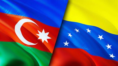 Azerbaycan ve Venezuela bayrakları. 3 boyutlu dalgalanan bayrak tasarımı. Azerbaycan Venezuela bayrağı, resim, duvar kağıdı. Azerbaycan, Venezuela 'ya karşı. Görüntü 3 boyutlu. Azerbaycan Venezuela ilişkiler ittifakı