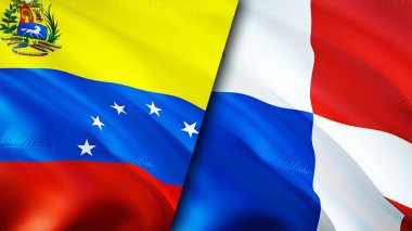 Venezuela ve Panama bayrakları. 3 boyutlu dalgalanan bayrak tasarımı. Venezuela Panama bayrağı, resim, duvar kağıdı. Venezuela, Panama 'ya karşı, görüntü 3 boyutlu. Venezuela Panama ilişkileri ittifak ve ticaret, seyahat, turnuva