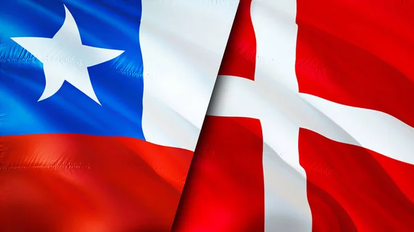 Чилійський Данський Прапори Waving Flag Прапор Чилі Фотографія Шпалери Chile — стокове фото