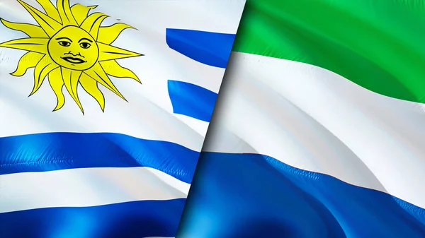 Flaggen Von Uruguay Und Sierra Leone Fahnenschwenken Uruguay Sierra Leone — Stockfoto