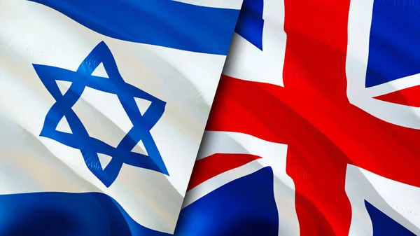 Israel and United Kingdom flags. 3D Waving flag design. Israel United Kingdom flag, picture, wallpaper. Israel vs United Kingdom image,3D rendering. Israel United Kingdom relations alliance an