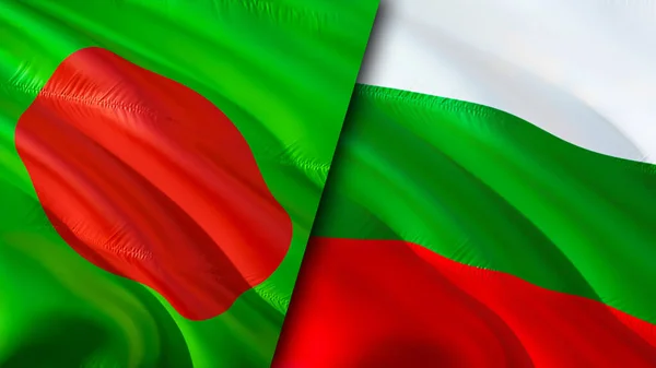 Bandiere Bangladesh Bulgaria Progettazione Bandiera Sventolante Bangladesh Bulgaria Bandiera Foto — Foto Stock