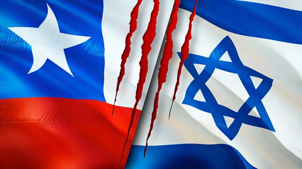 Flagi Chile Izraela Blizną Machanie Flagą Renderowanie Koncepcja Konfliktu Chile — Zdjęcie stockowe
