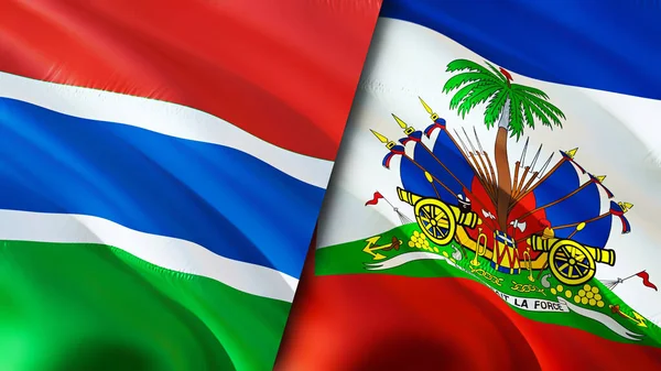Bandiere Gambia Haiti Progettazione Bandiera Sventolante Gambia Haiti Bandiera Foto — Foto Stock
