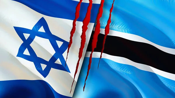 Israel Botswana Flags Scar Concept Waving Flag Rendering Israel Botswana — Stock Photo, Image