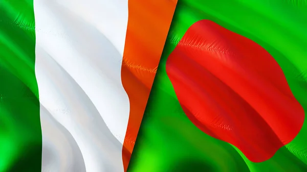 Ireland Bangladesh Flags Waving Flag Design Ireland Bangladesh Flag Picture — Stock Photo, Image