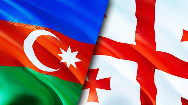 Banderas Azerbaiyán Georgia Diseño Banderas Waving Azerbaiyán Bandera Georgia Foto — Foto de Stock
