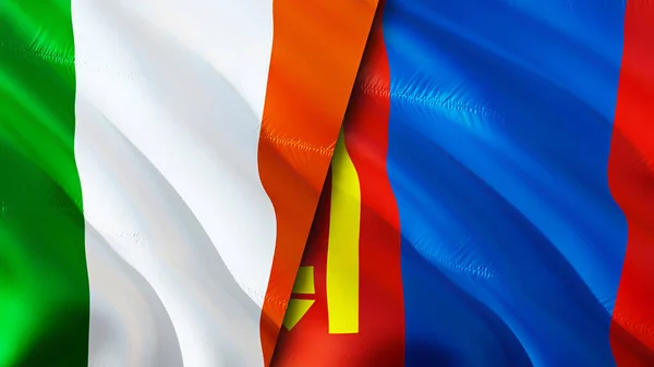 Flagi Irlandii Mongolii Projektowanie Flagi Flaga Mongolii Irlandii Obraz Tapeta — Zdjęcie stockowe