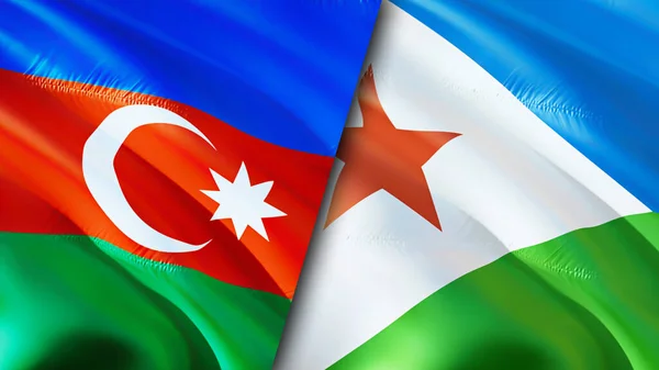 Banderas Azerbaiyán Yibuti Diseño Banderas Waving Azerbaiyán Djibouti Bandera Foto — Foto de Stock
