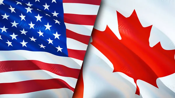 Banderas Estados Unidos Canadá Diseño Banderas Waving Bandera Estados Unidos — Foto de Stock