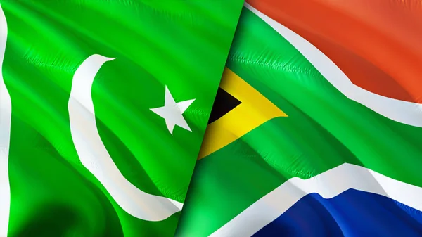 Pakistan South Africa Flags Waving Flag Design Pakistan South Africa — Stock Photo, Image