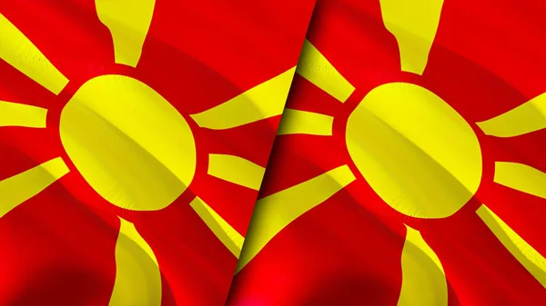 Bandeiras Macedónia Norte Macedónia Norte Acenando Design Bandeira Macedónia Norte — Fotografia de Stock