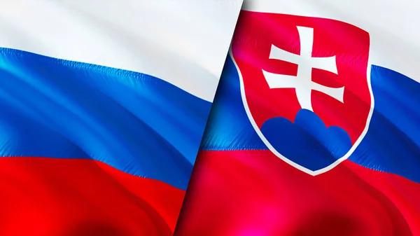 Rysslands Och Slovakiens Flagg Viftande Flagga Design Ryssland Slovakien Flagga — Stockfoto