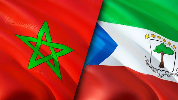 Marokko Und Äquatorialguinea Flaggen Fahnenschwenken Marokko Äquatorialguinea Flagge Bild Tapete — Stockfoto