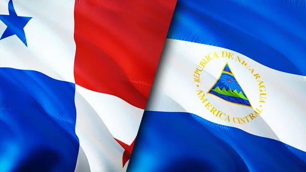 Panama Nicaragua Flags Waving Flag Design Panama Nicaragua Flag Picture — Stock Photo, Image