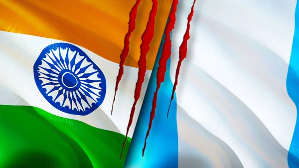 India Guatemala Vlaggen Met Litteken Concept Wuivende Vlag Weergave Concept — Stockfoto