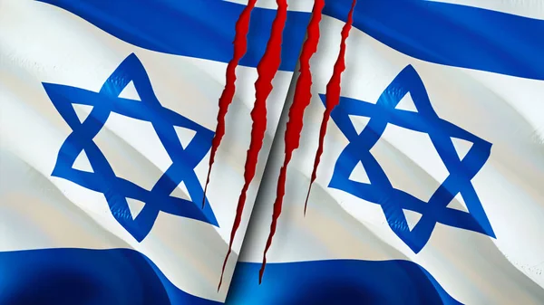 Banderas Israel Israel Con Concepto Cicatriz Bandera Ondeante Representación Israel — Foto de Stock