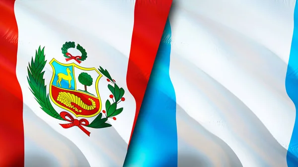 Bandiere Perù Guatemala Progettazione Bandiera Sventolante Perù Guatemala Bandiera Immagine — Foto Stock
