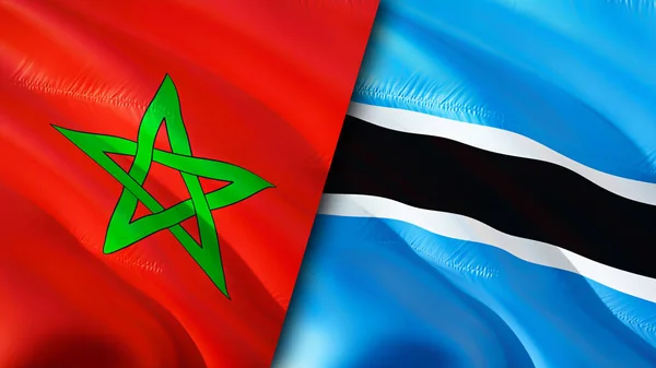Marokko Und Botswana Flaggen Fahnenschwenken Marokko Botswana Flagge Bild Tapete — Stockfoto