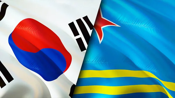 한국과 아루바 웨이브 디자인 아루바 아루바 이미지 렌더링 아루바 지혈대 — 스톡 사진