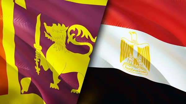 Sri Lanka and Egypt flags. 3D Waving flag design. Sri Lanka Egypt flag, picture, wallpaper. Sri Lanka vs Egypt image,3D rendering. Sri Lanka Egypt relations alliance and Trade,travel,tourism concep