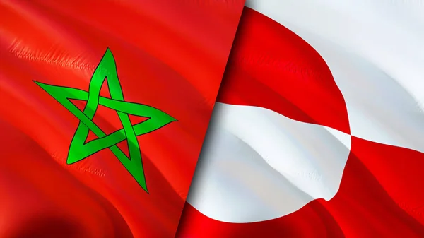 Morocco Greenland Flags Waving Flag Design Morocco Greenland Flag Picture — Stock Photo, Image