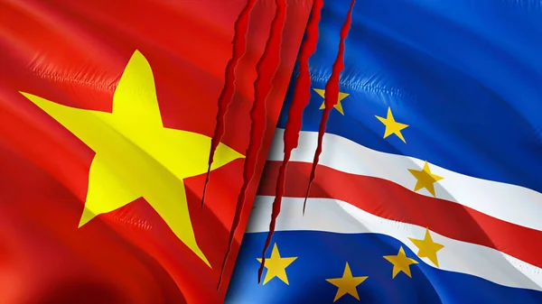 Vietnam and Cape Verde flags. 3D Waving flag design. Vietnam Cape Verde flag, picture, wallpaper. Vietnam vs Cape Verde image,3D rendering. Vietnam Cape Verde relations alliance an