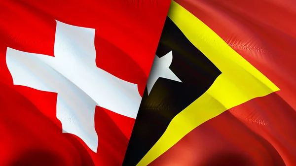 Flagi Szwajcarii Timoru Wschodniego Projektowanie Flagi Szwajcaria Timor Wschodni Flaga — Zdjęcie stockowe