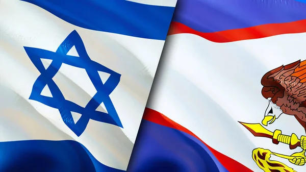 Israel and American Samoa flags. 3D Waving flag design. Israel American Samoa flag, picture, wallpaper. Israel vs American Samoa image,3D rendering. Israel American Samoa relations alliance an