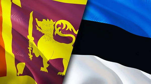 Sri Lanka and Estonia flags. 3D Waving flag design. Sri Lanka Estonia flag, picture, wallpaper. Sri Lanka vs Estonia image,3D rendering. Sri Lanka Estonia relations alliance and Trade,travel,touris