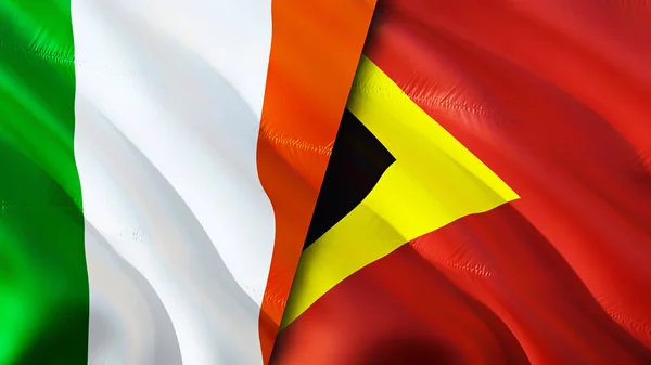 Ірландія Східний Тимор Waving Flag Прапор Східного Тимору Фото Шпалери — стокове фото