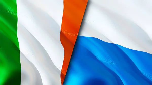 Ireland San Marino Flags Waving Flag Design Ireland San Marino — Stock Photo, Image