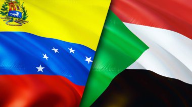 Venezuela ve Sudan bayrakları. 3 boyutlu dalgalanan bayrak tasarımı. Venezuela Sudan bayrağı, resim, duvar kağıdı. Venezuela Sudan 'a karşı, görüntü 3 boyutlu. Venezuela Sudan ilişkileri ittifak ve ticaret, seyahat, turizm konsepti